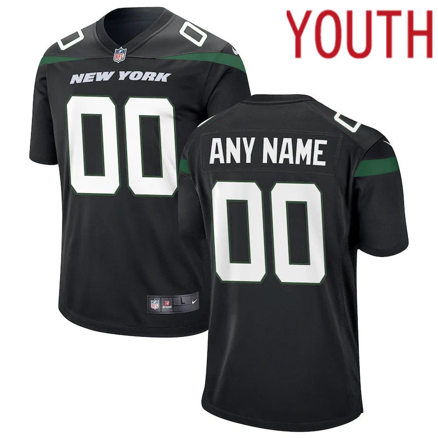 Youth New York Jets Black Nike Custom Game NFL Jersey->youth nfl jersey->Youth Jersey
